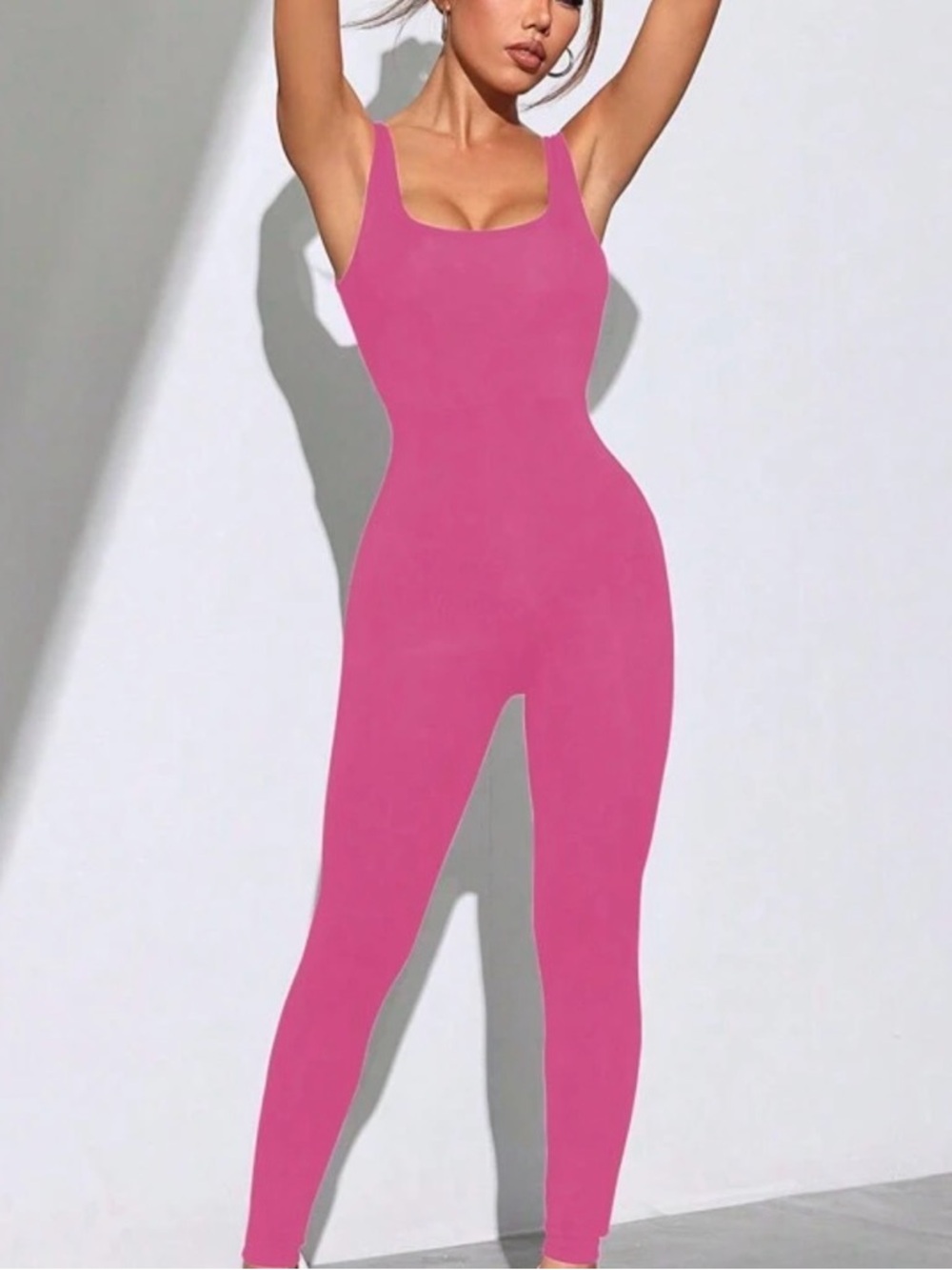 SHEIN Hot Pink Tank Jumpsuit
